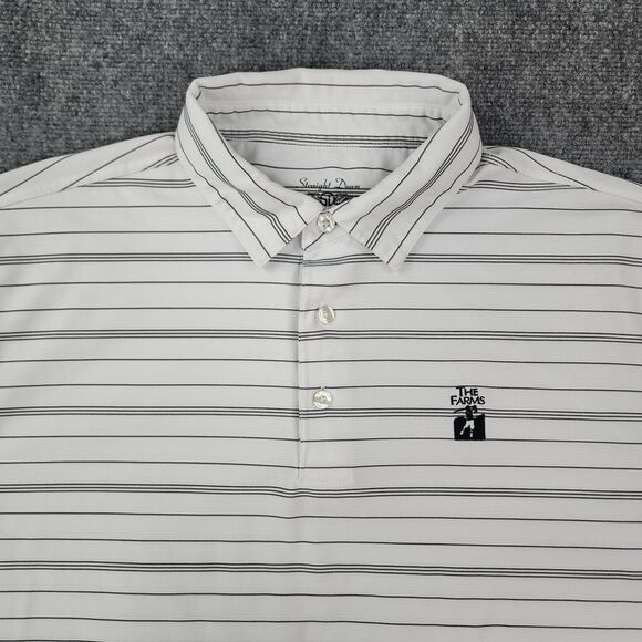 Straight Down Polo Shirt Mens XL White Striped Performance The Farms Golf Club - Picture 8 of 16